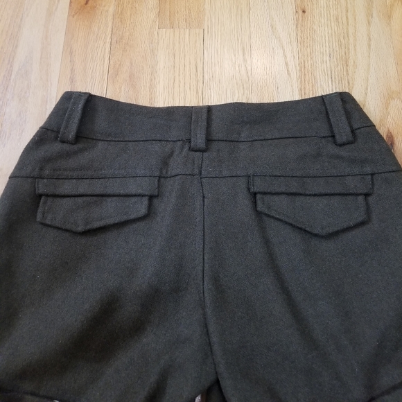 Korean Brand Olive Dark Green Winter Shorts Cotton Cuffed Dress Shorts with belt - Picture 7 of 8
